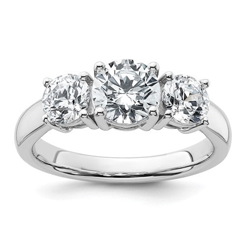 Three-Stone Lab-Grown Diamond Engagement Ring in 14K White Gold, 2.3mm (2 ct. tw., VS+ F+), Size 7 - Sophia Jewelers