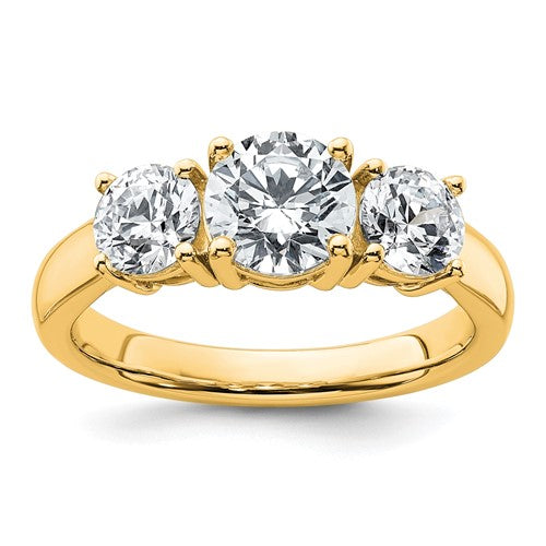 Three-Stone Lab-Grown Diamond Engagement Ring in 14K Yellow Gold, 2.3mm (2 ct. tw., VS/SI+ G+), Size 7 - Sophia Jewelers