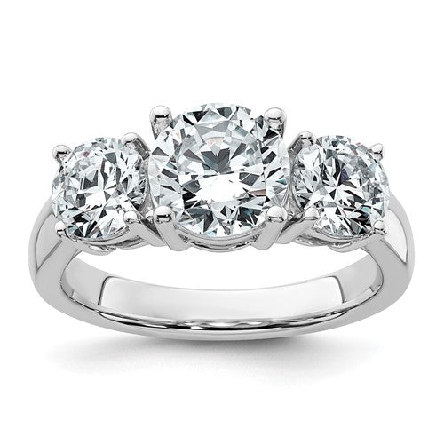 Three-Stone Lab-Grown Diamond Engagement Ring in 14K White Gold, 2.3mm (3 ct. tw., VS+ F+), Size 7 - Sophia Jewelers