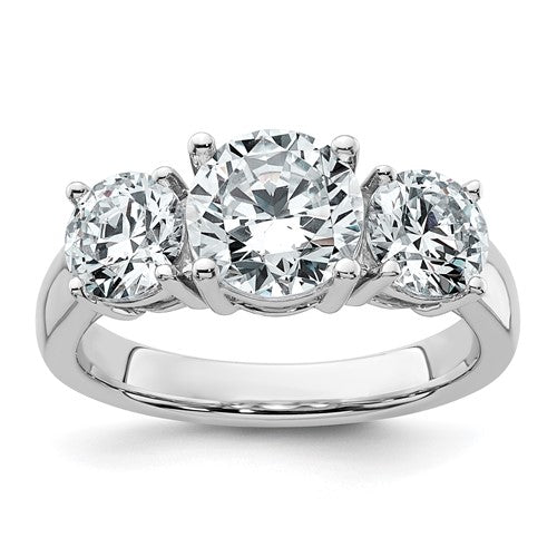 Three-Stone Lab-Grown Diamond Engagement Ring in 14K White Gold, 2.3mm (3 ct. tw., VS/SI+ G+), Size 7 - Sophia Jewelers