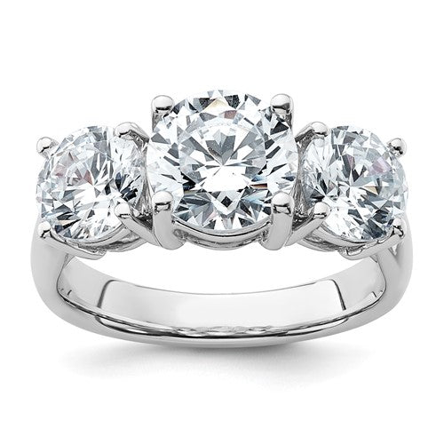 Three-Stone Lab-Grown Diamond Engagement Ring in 14K White Gold, 2.3mm (4 ct. tw., VS/SI+ G+), Size 7 - Sophia Jewelers
