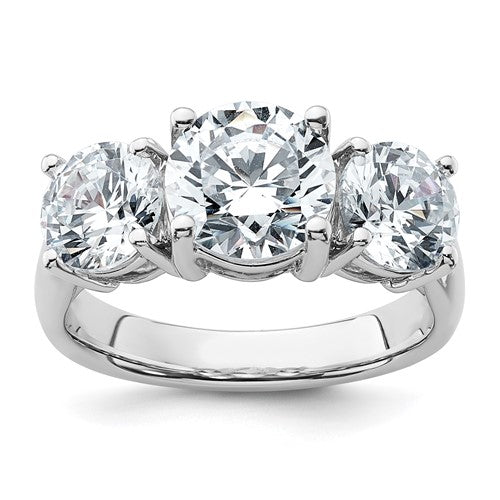 Three Stone Lab-Grown Diamond Engagement Ring in 14K White Gold (4 ct. tw.), Size 7 - Sophia Jewelers
