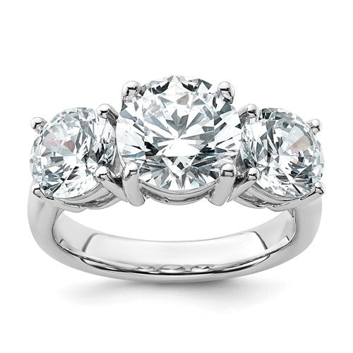 Lab-Grown Diamond Three-Stone Engagement Ring in 14K White Gold (5 ct. tw., VS/SI+ G+), Size 7 - Sophia Jewelers
