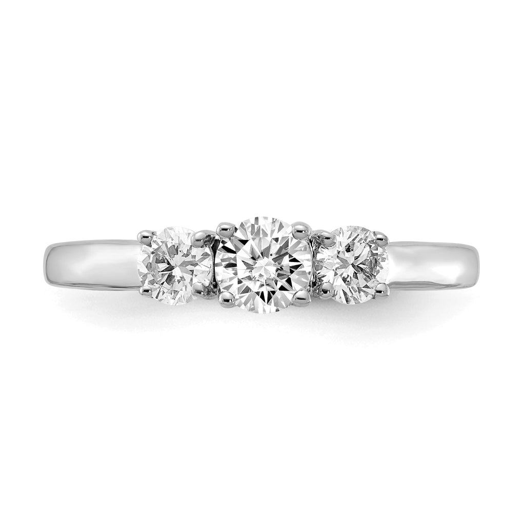 Lab-Grown Diamond Three Stone Engagement Ring in 14K White Gold (3/4 ct. tw.), Size 7 - Sophia Jewelers