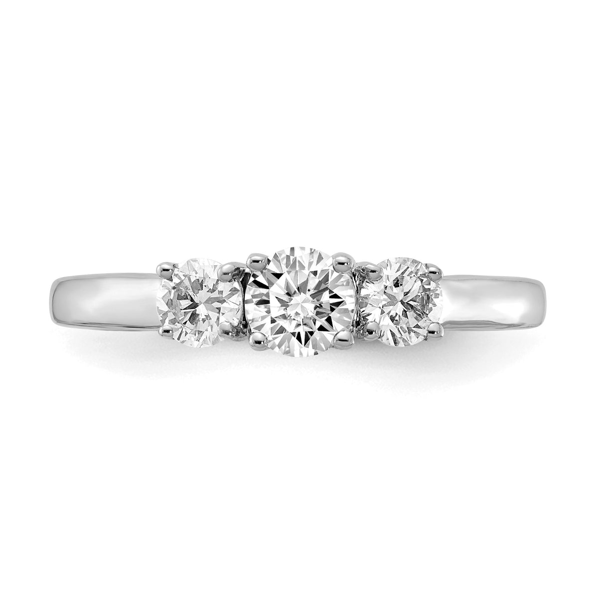 Lab-Grown Diamond Three Stone Engagement Ring in 14K White Gold (3/4 ct. tw.), Size 7 - Sophia Jewelers