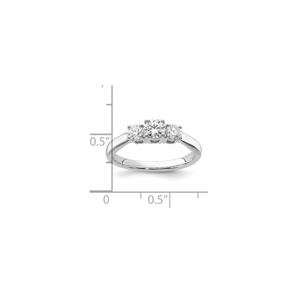 Lab-Grown Diamond Three Stone Engagement Ring in 14K White Gold (3/4 ct. tw.), Size 7 - Sophia Jewelers