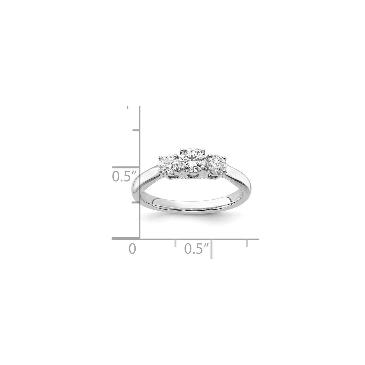 Lab-Grown Diamond Three Stone Engagement Ring in 14K White Gold (3/4 ct. tw.), Size 7 - Sophia Jewelers