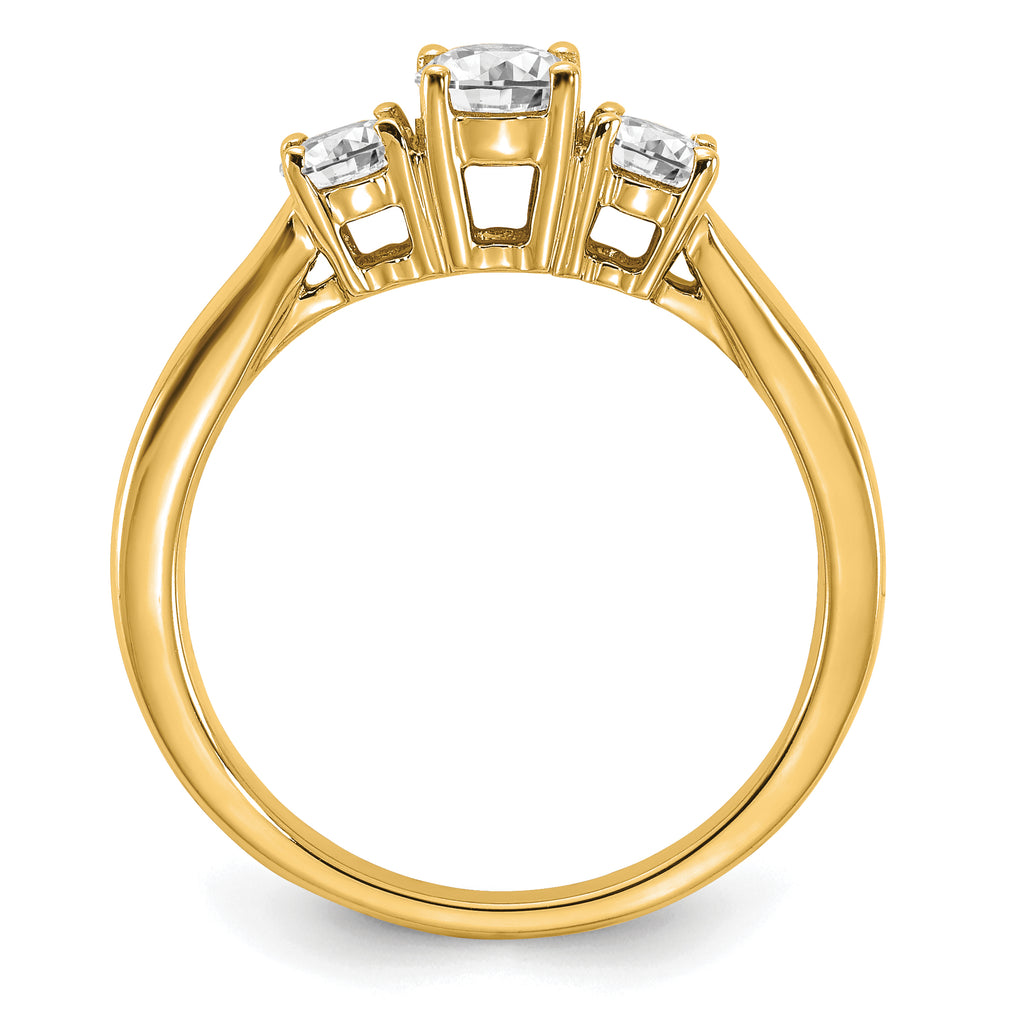 14k 3/8 carat carat Lab Grown Diamond VS/SI+ G+ 3/8 carat Center Round Three Stone Semi Mount Engagement Ring