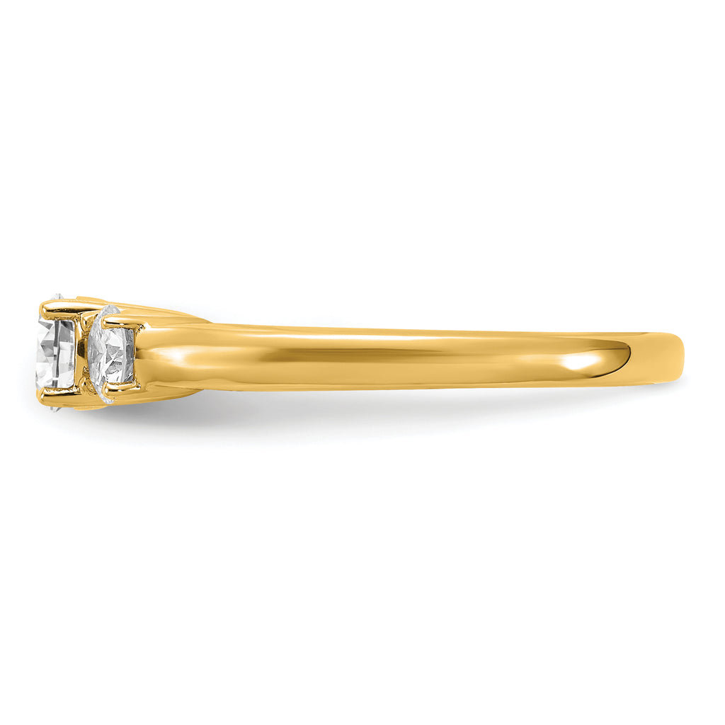 14k 3/8 carat carat Lab Grown Diamond VS/SI+ G+ 3/8 carat Center Round Three Stone Semi Mount Engagement Ring
