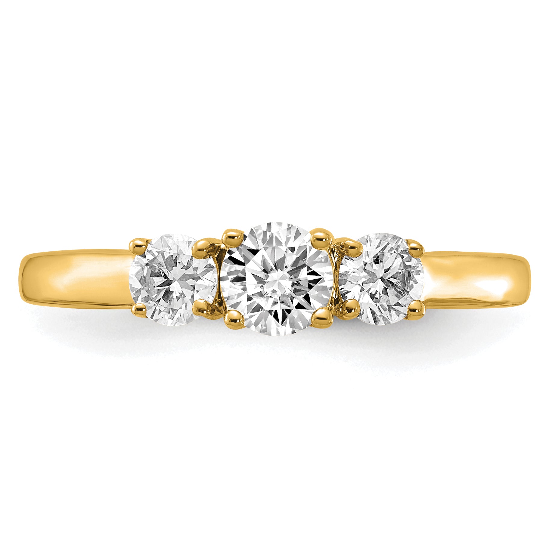 14k 3/8 carat carat Lab Grown Diamond VS/SI+ G+ 3/8 carat Center Round Three Stone Semi Mount Engagement Ring