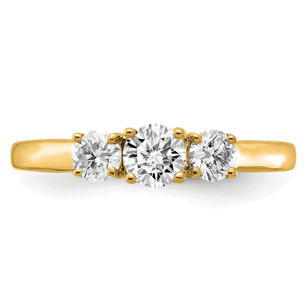 14k 3/8 carat carat Lab Grown Diamond VS/SI+ G+ 3/8 carat Center Round Three Stone Semi Mount Engagement Ring