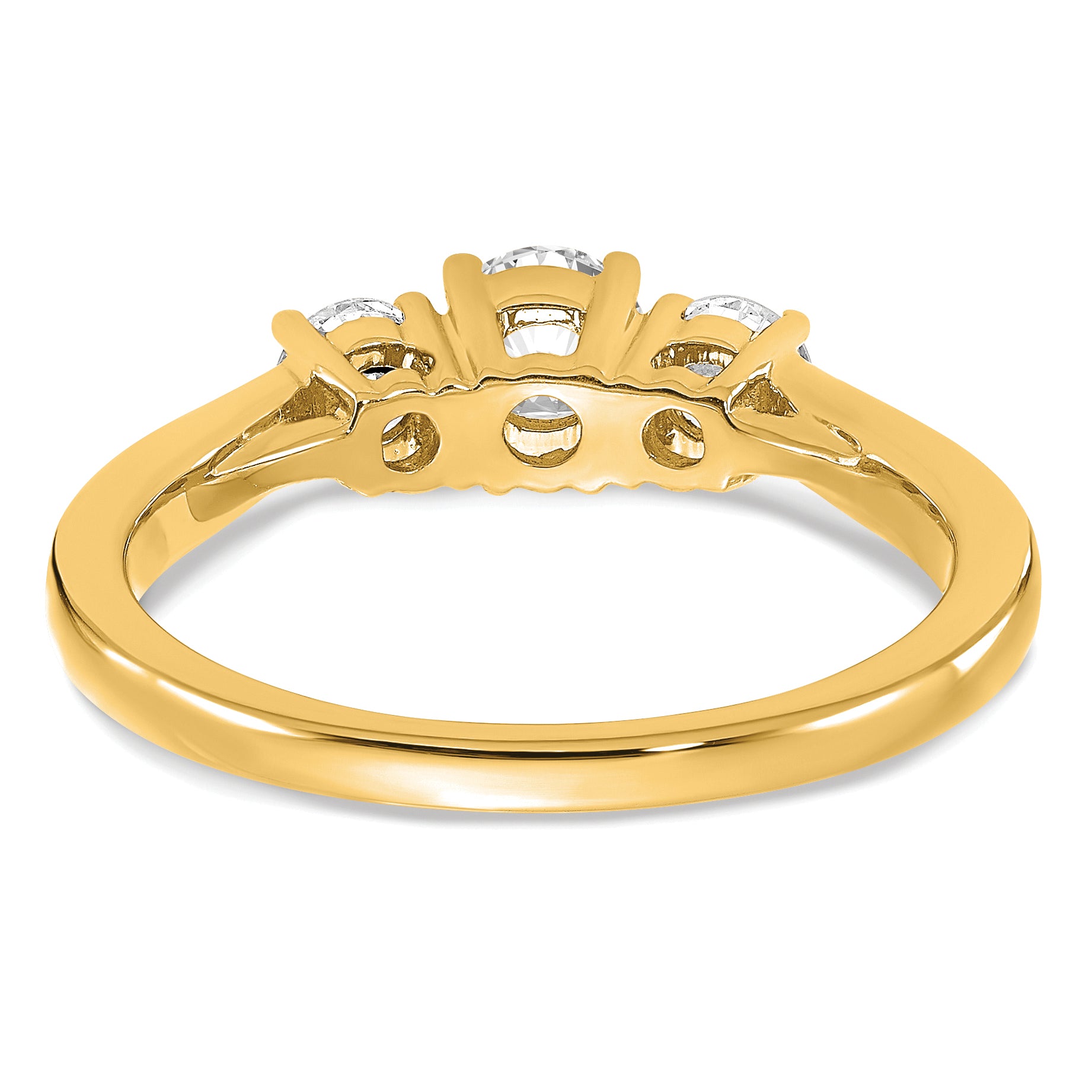 14k 3/8 carat carat Lab Grown Diamond VS/SI+ G+ 3/8 carat Center Round Three Stone Semi Mount Engagement Ring
