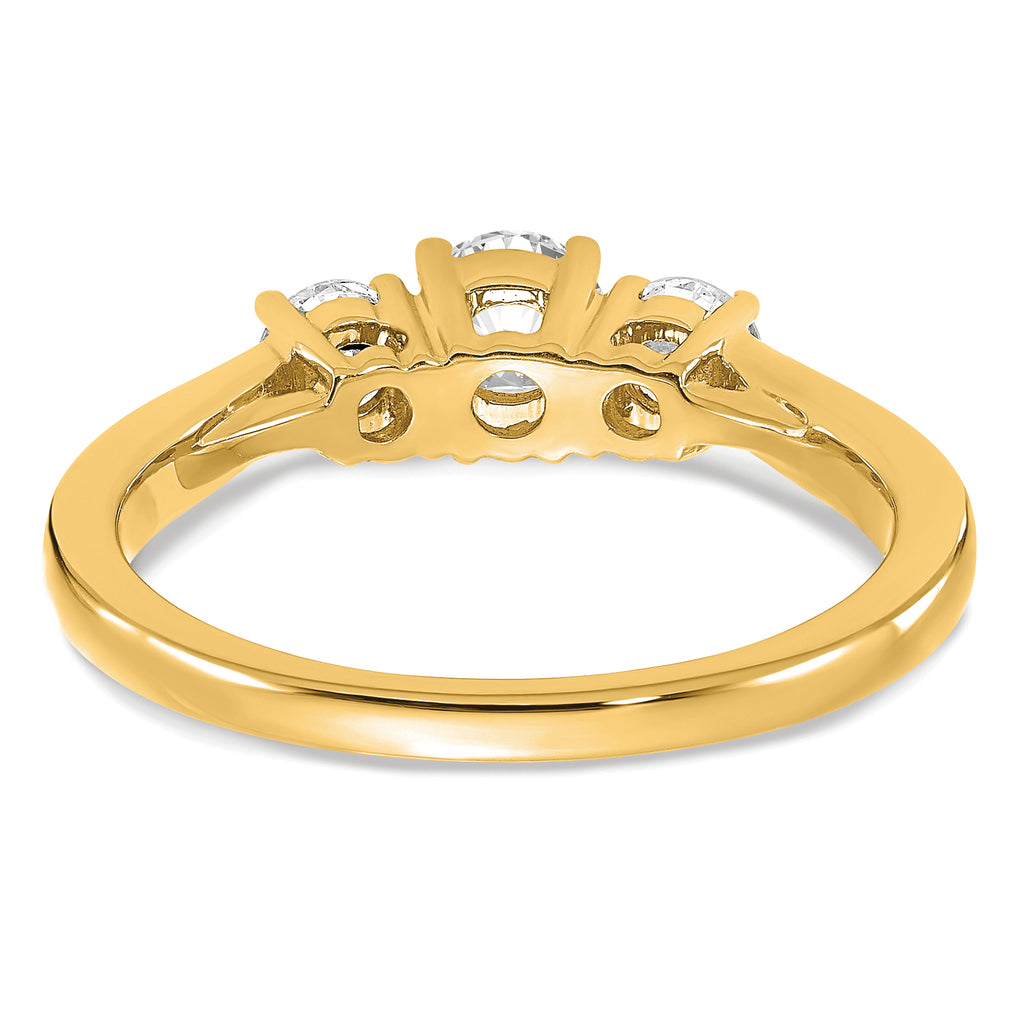 14k 3/8 carat carat Lab Grown Diamond VS/SI+ G+ 3/8 carat Center Round Three Stone Semi Mount Engagement Ring