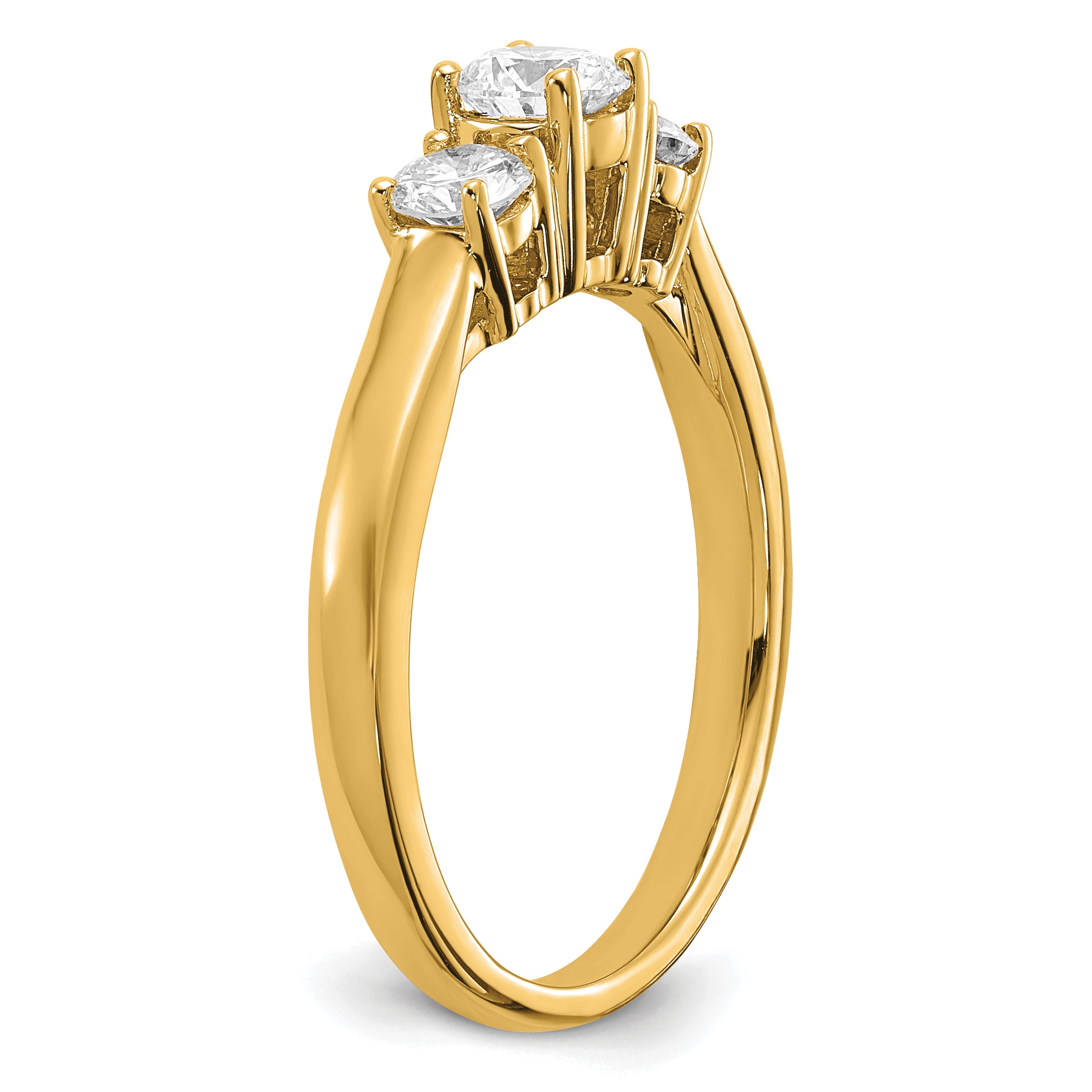 14k 3/8 carat carat Lab Grown Diamond VS/SI+ G+ 3/8 carat Center Round Three Stone Semi Mount Engagement Ring
