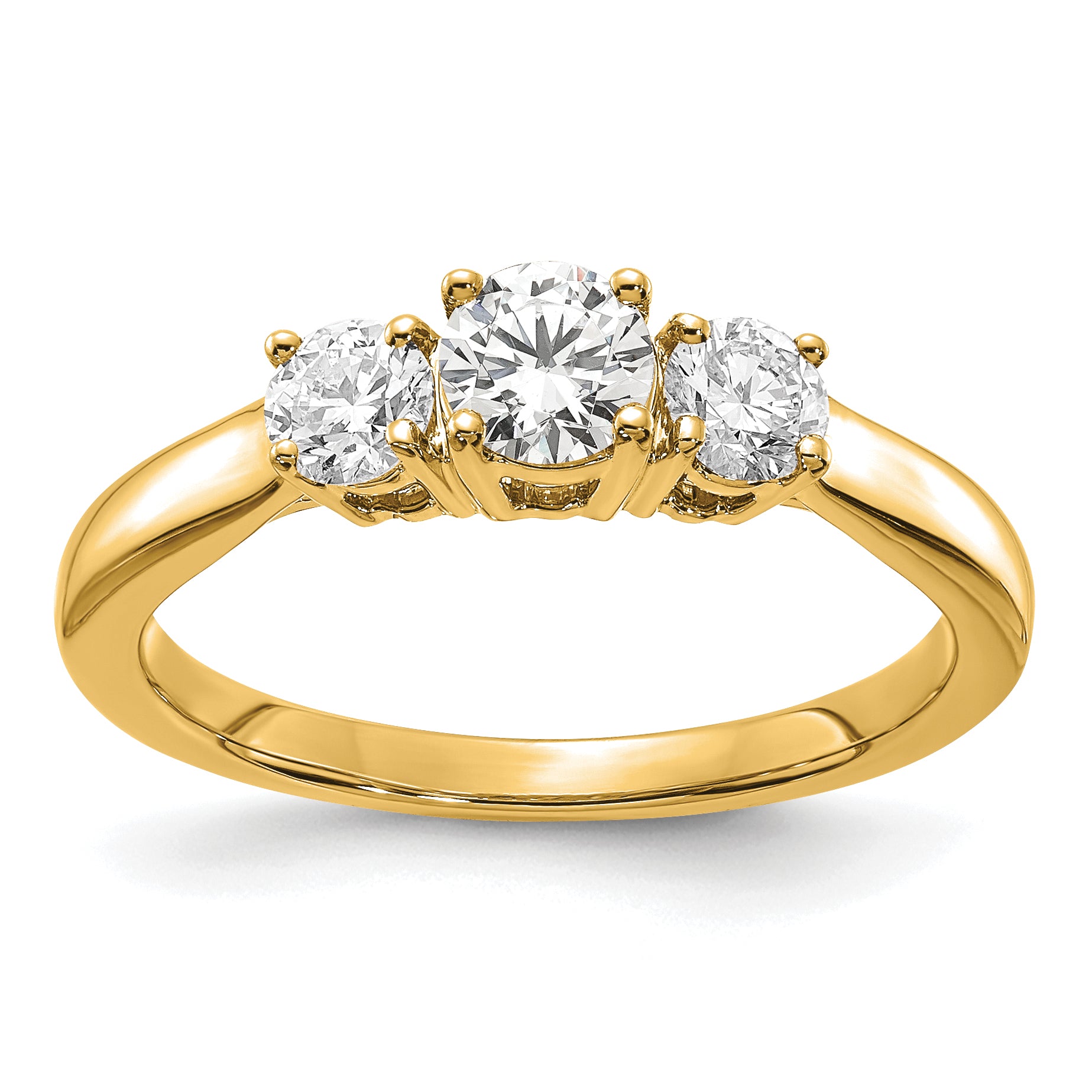 14k 3/8 carat carat Lab Grown Diamond VS/SI+ G+ 3/8 carat Center Round Three Stone Semi Mount Engagement Ring Main image