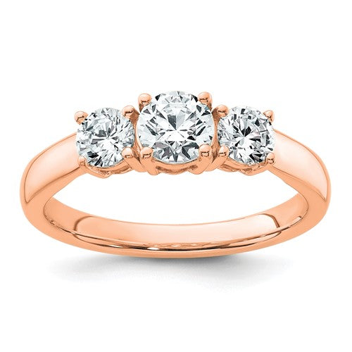 3-Stone Lab-Grown Diamond Engagement Ring in 14K Rose Gold (3/4 ct. tw.), Size 7 - Sophia Jewelers
