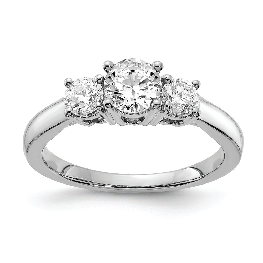 14k White Gold 2 carat Lab Grown Diamond VS/SI+ G+ Three Stone Complete Engagement Ring