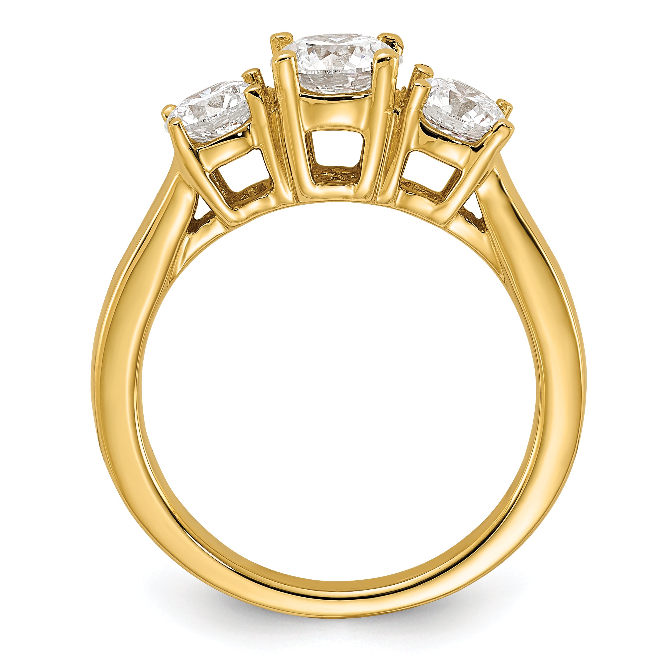 1 1/2 carat Lab Grown Diamond VS/SI+ G+ Round Complete Three Stone Engagement Ring
