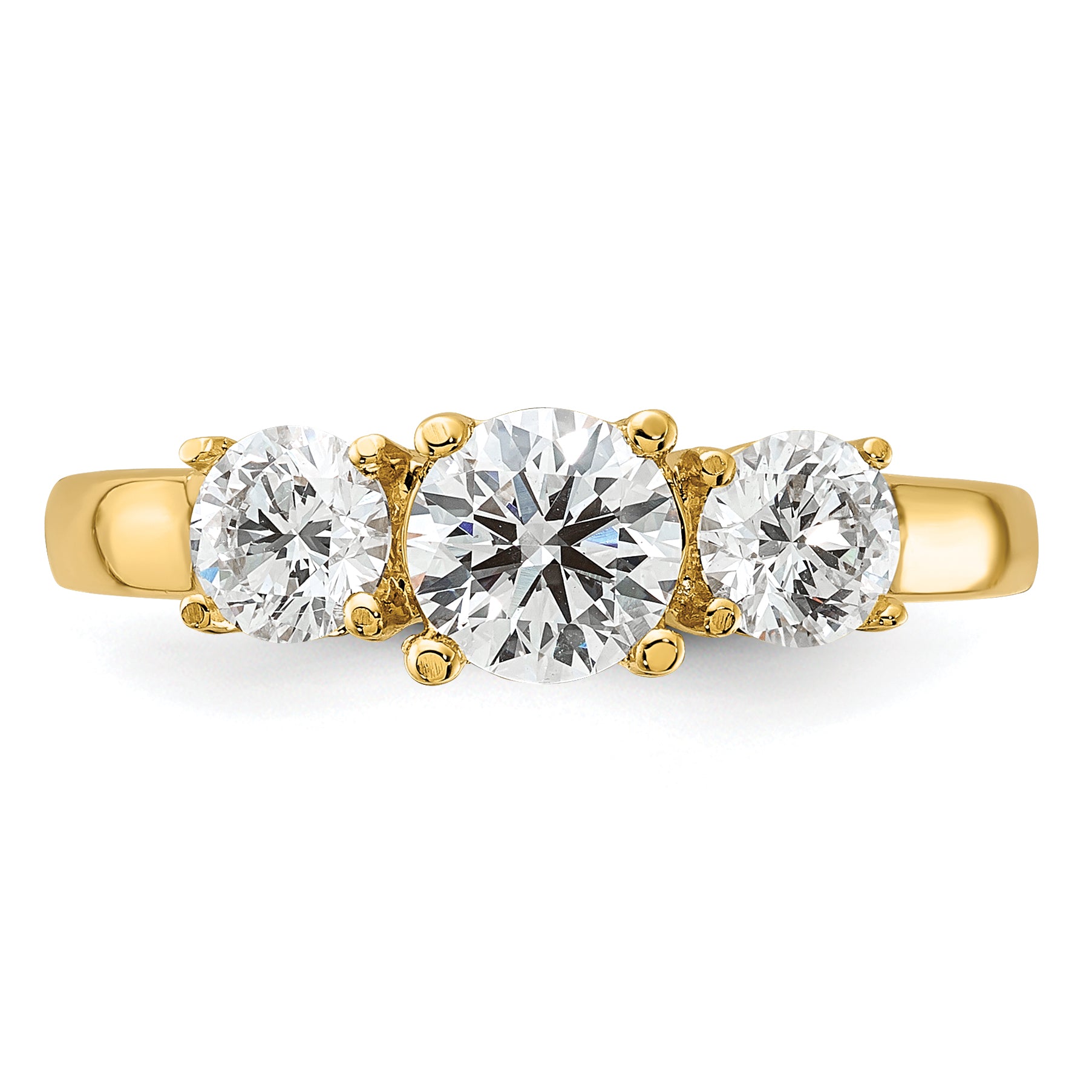 1 1/2 carat Lab Grown Diamond VS/SI+ G+ Round Complete Three Stone Engagement Ring