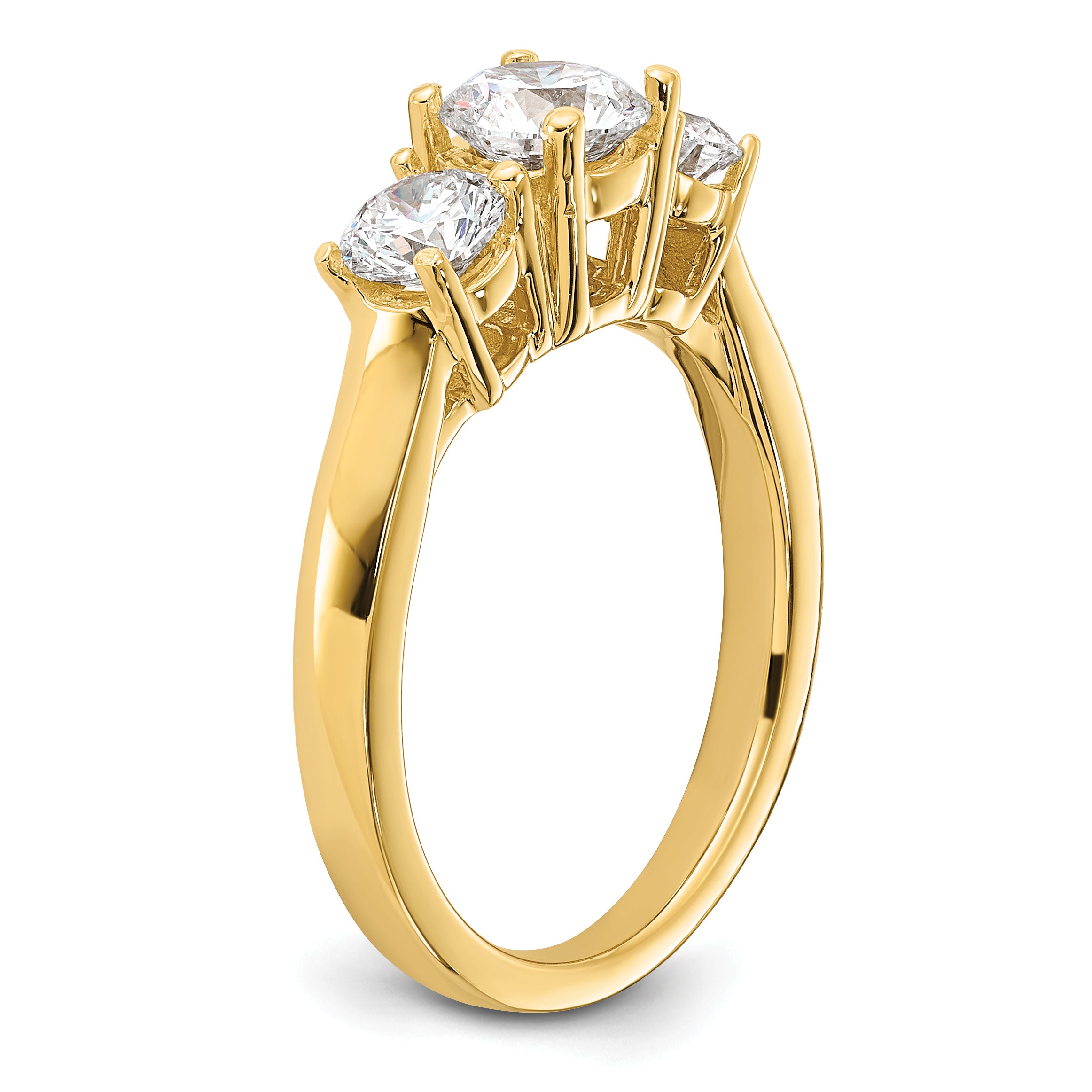 1 1/2 carat Lab Grown Diamond VS/SI+ G+ Round Complete Three Stone Engagement Ring