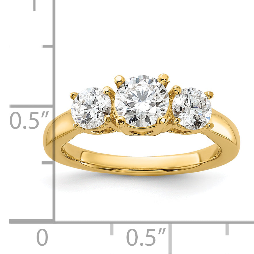 1 1/2 carat Lab Grown Diamond VS/SI+ G+ Round Complete Three Stone Engagement Ring