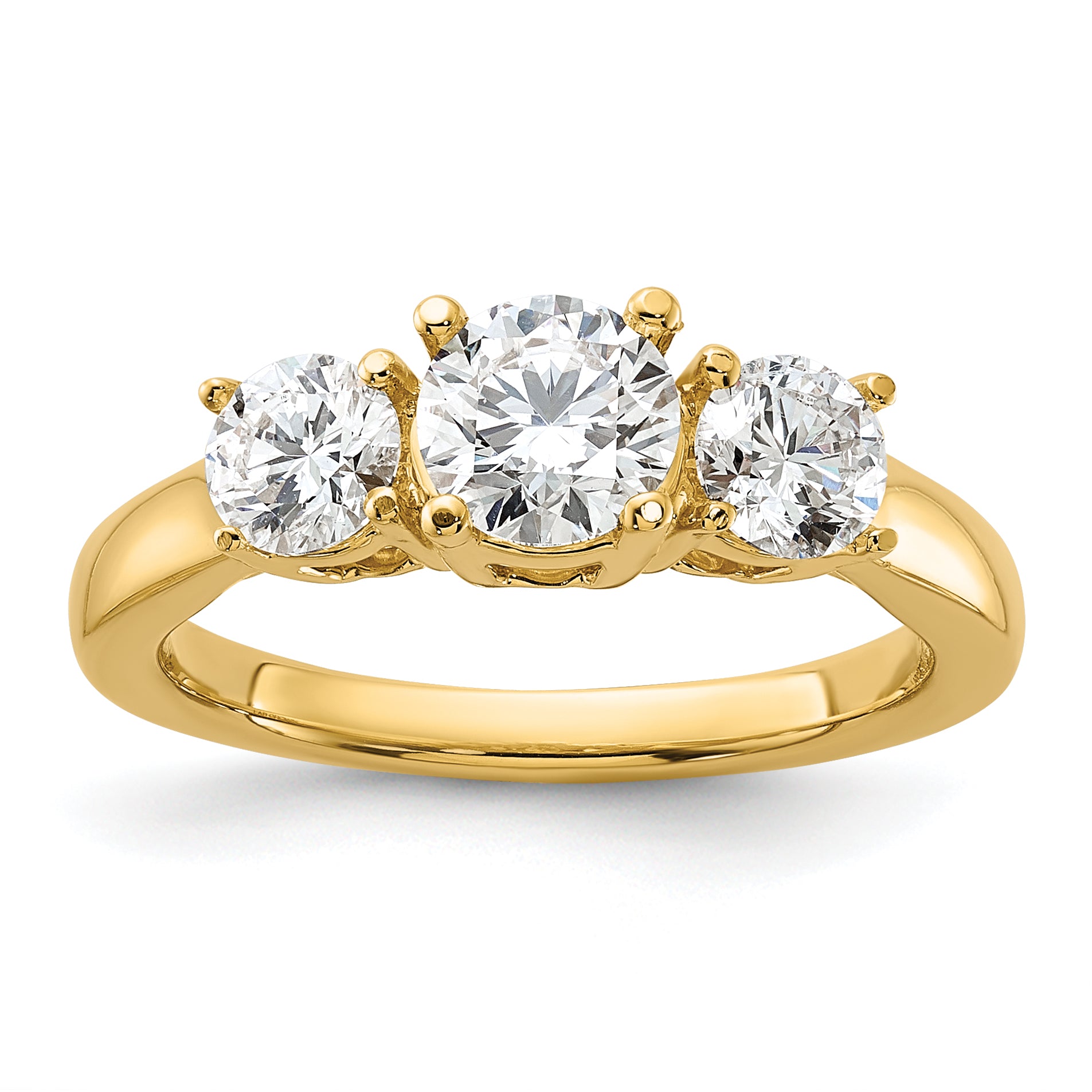 1 1/2 carat Lab Grown Diamond VS/SI+ G+ Round Complete Three Stone Engagement Ring Main image