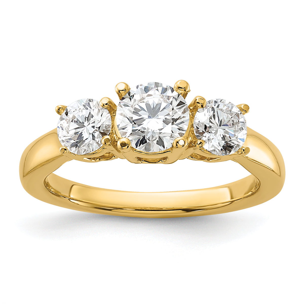 1 1/2 carat Lab Grown Diamond VS/SI+ G+ Round Complete Three Stone Engagement Ring
