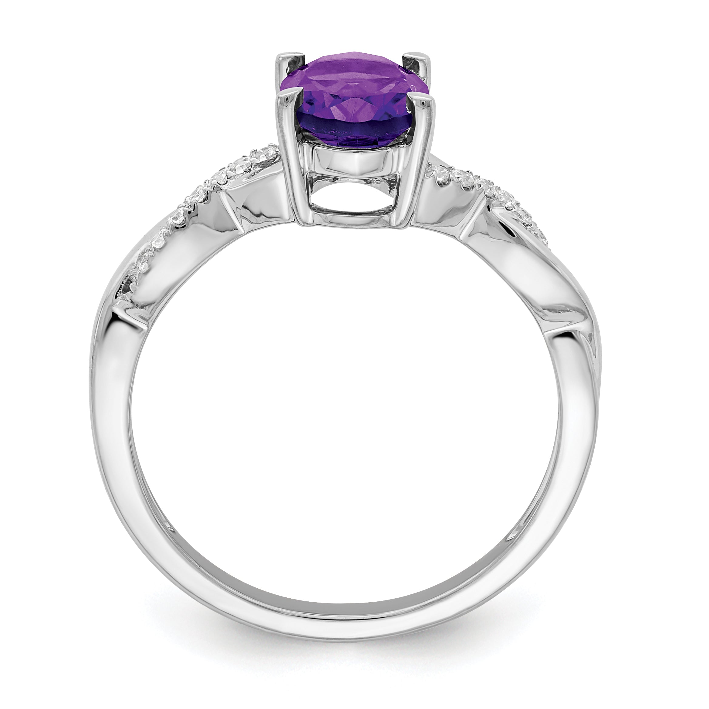 14k White Gold Oval Amethyst and Diamond Ring Secondary image