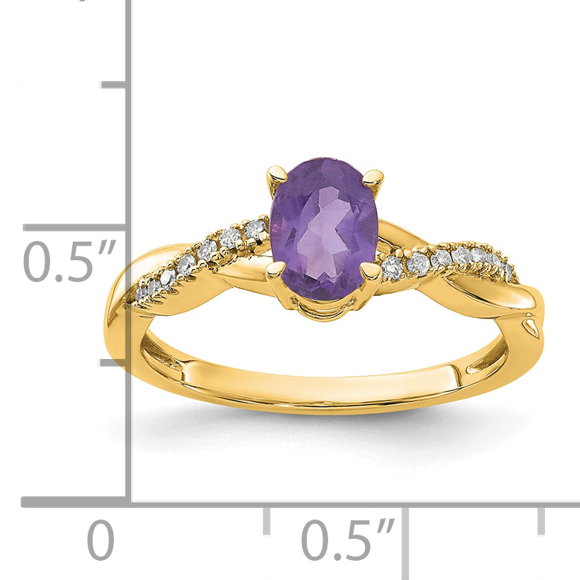 10k Oval Amethyst and Diamond Ring Secondary image