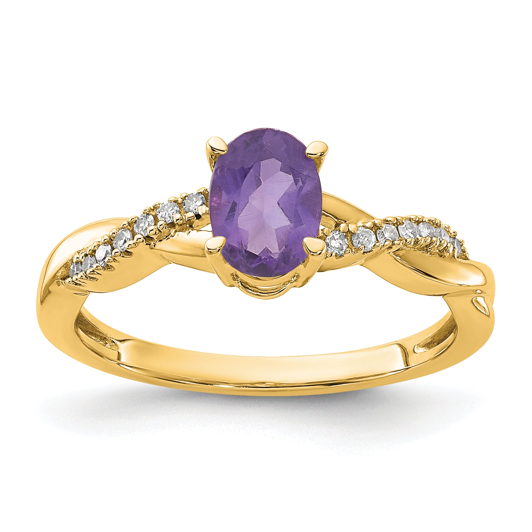 10k Oval Amethyst and Diamond Ring Main image