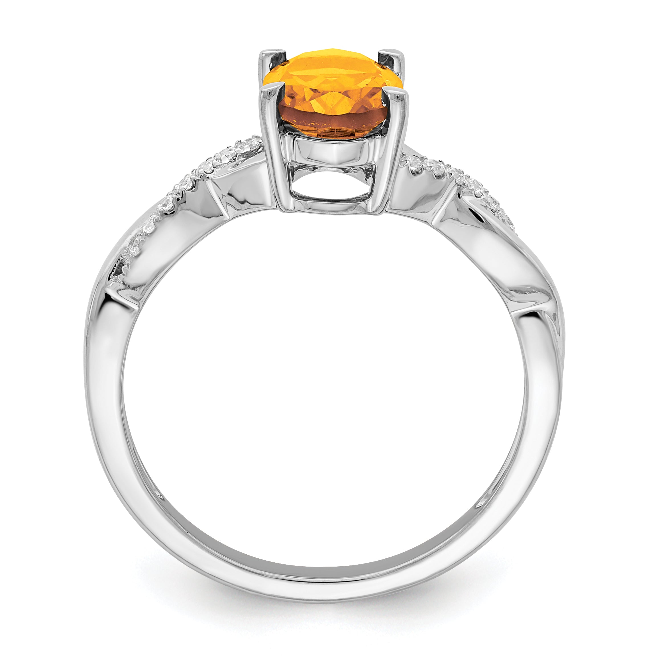 14k White Gold Oval Citrine and Diamond Ring Secondary image