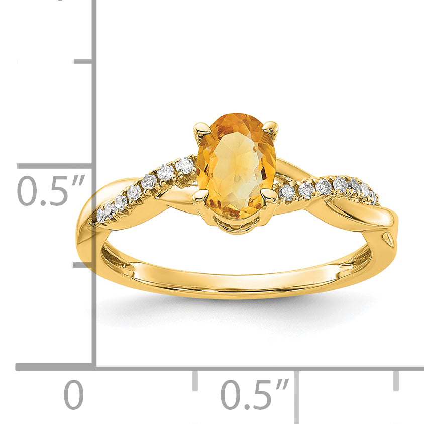 10k Oval Citrine and Diamond Ring Secondary image