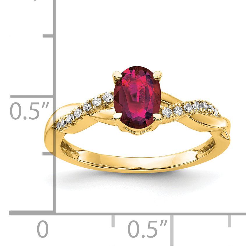 10k Oval Created Ruby and Diamond Ring Secondary image