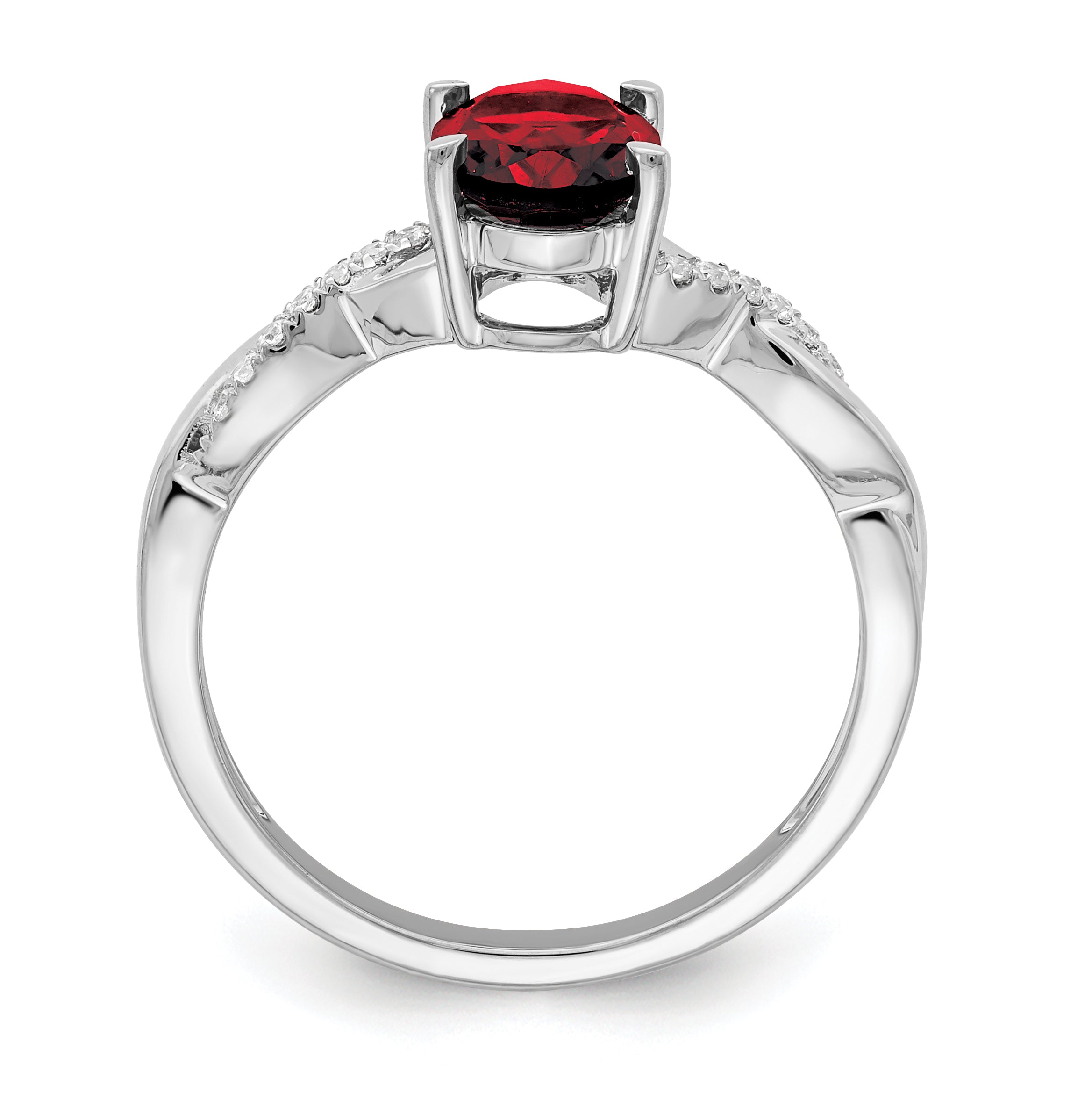 14k White Gold Oval Garnet and Diamond Ring Secondary image