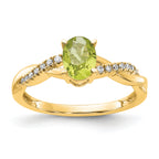 10k Oval Peridot and Diamond Ring