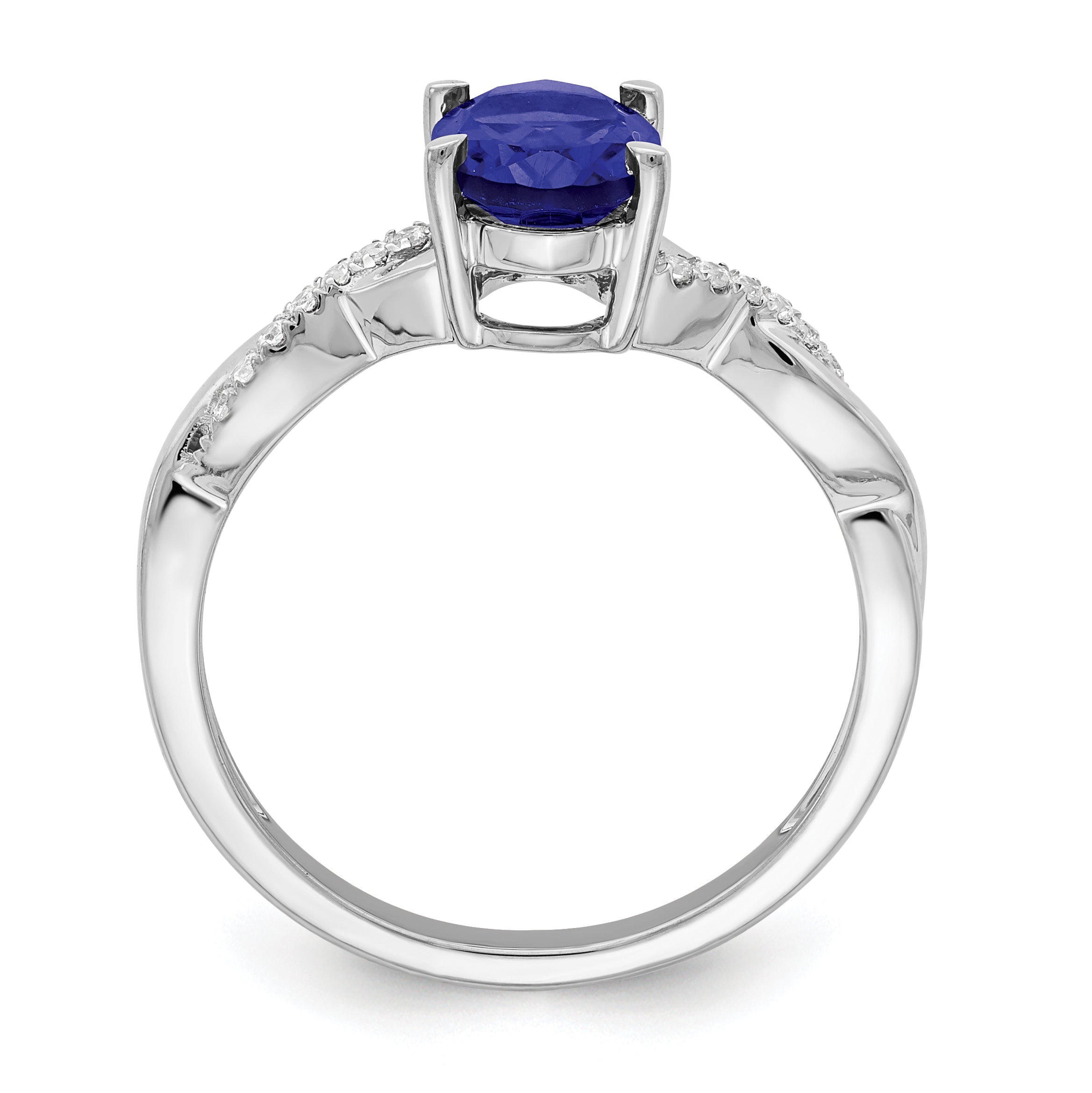14k White Gold Oval Sapphire and Diamond Ring Secondary image