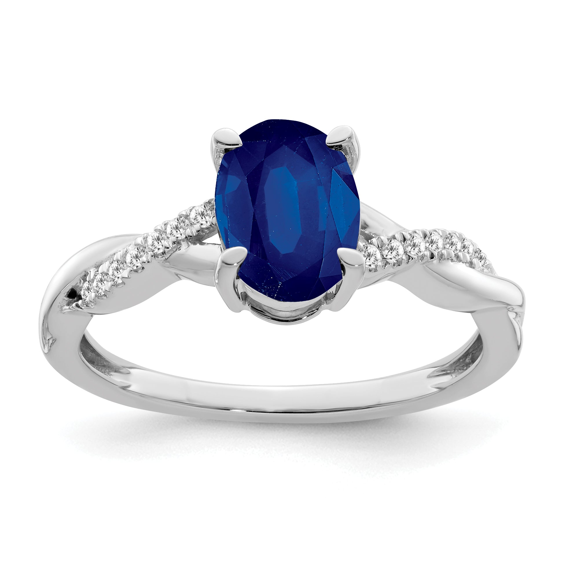 14k White Gold Oval Sapphire and Diamond Ring Main image