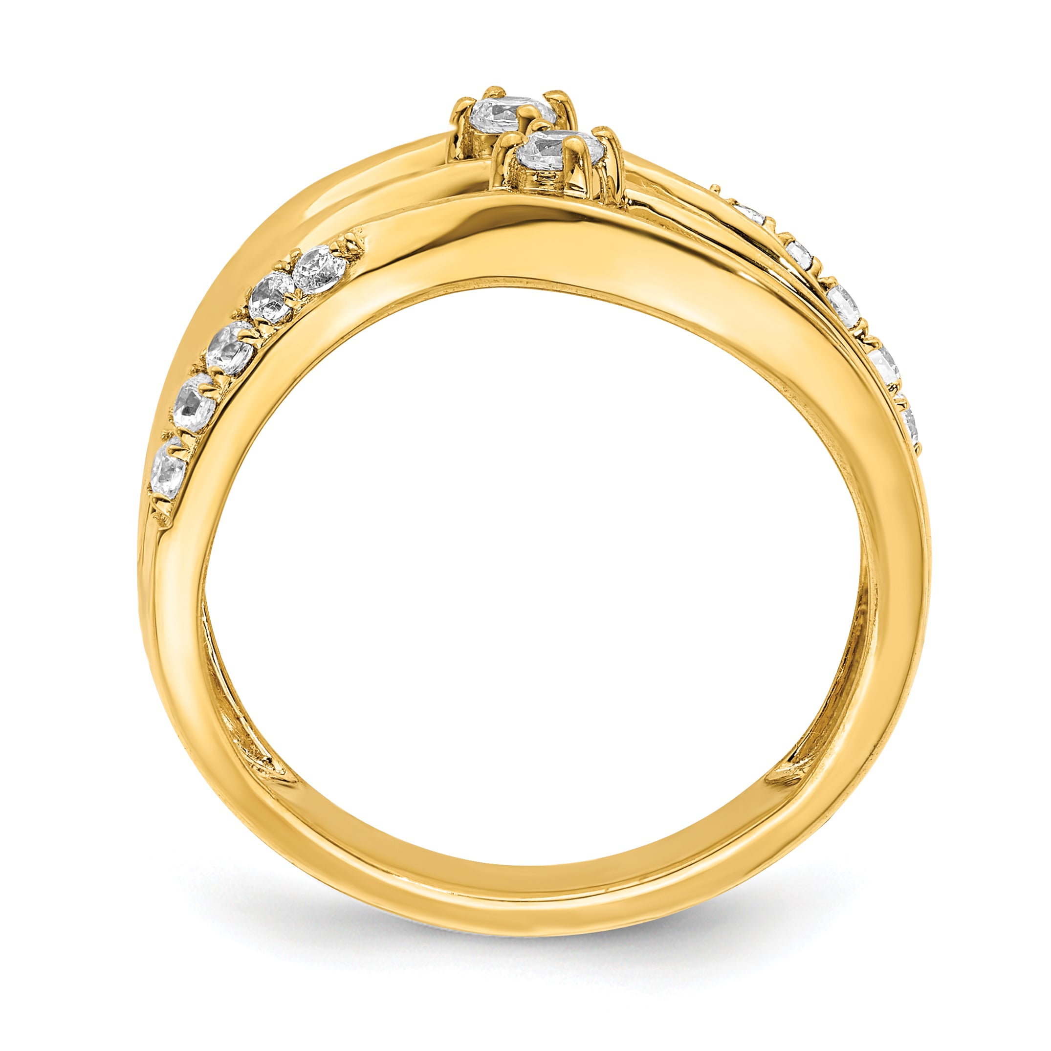 14k 3-row Wavy Diamond Ring Secondary image