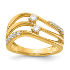 14k 3-row Wavy Diamond Ring