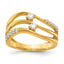 14k 3-row Wavy Diamond Ring
