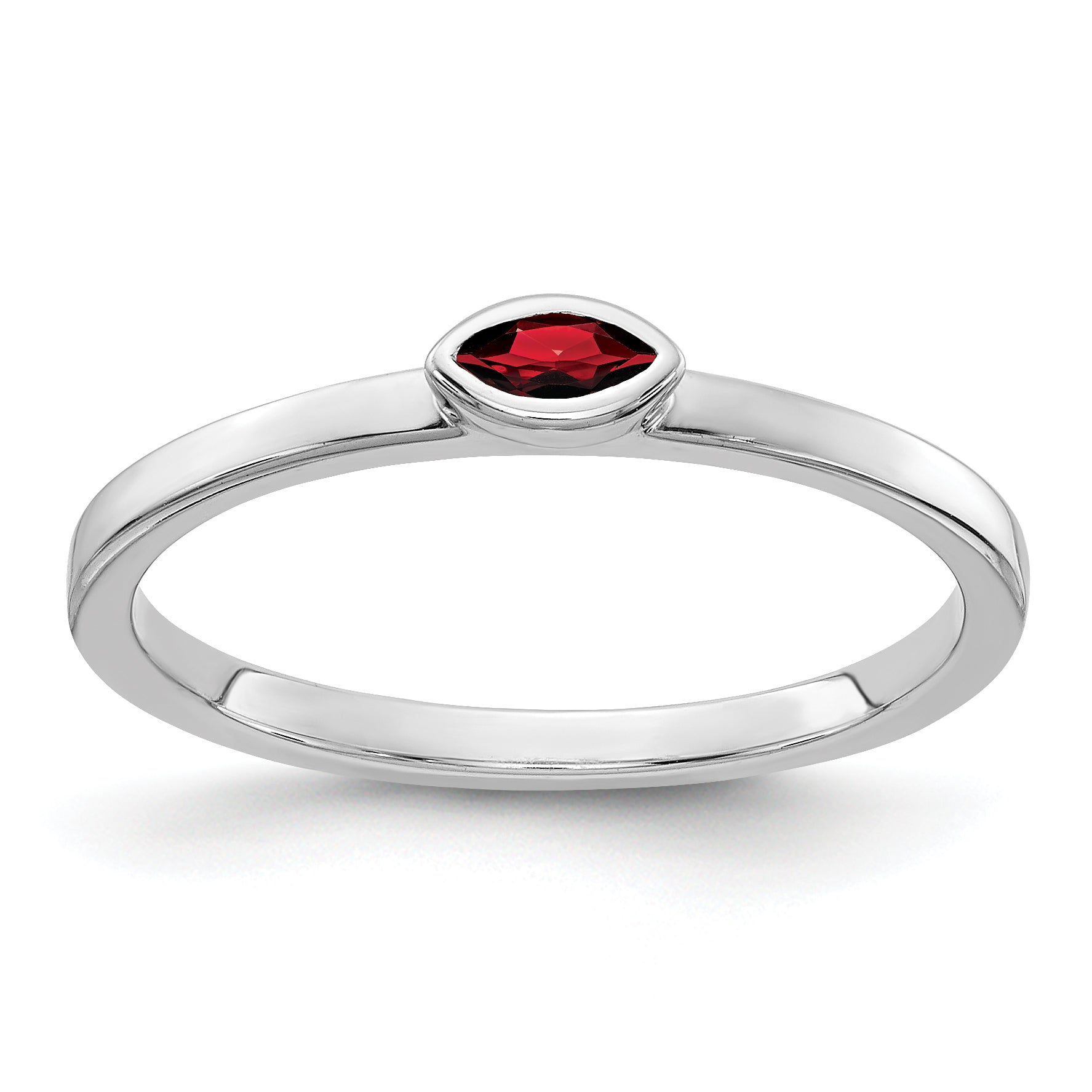 14k White Gold Bezel-set Marquise Garnet Ring Main image