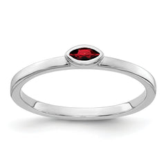 14k White Gold Bezel-set Marquise Garnet Ring