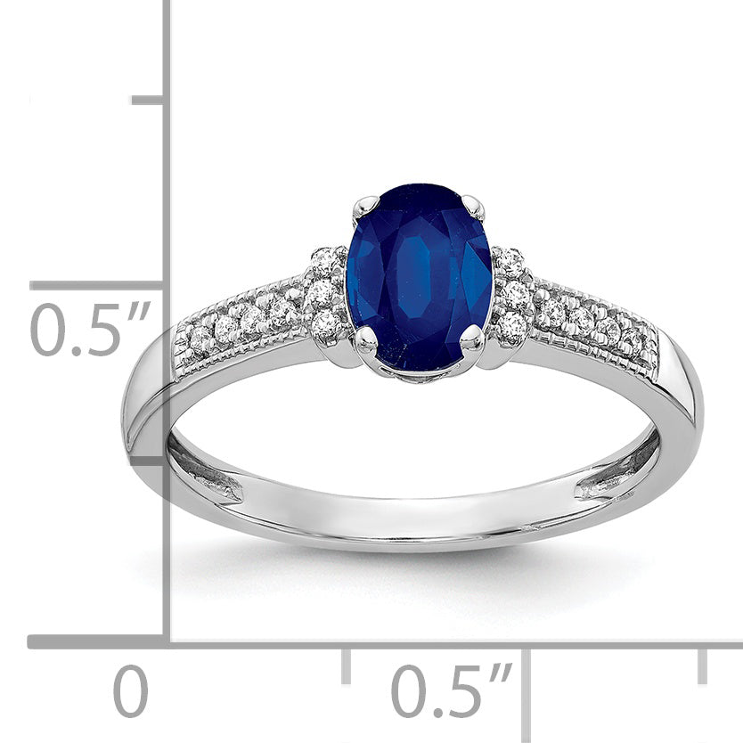 10k White Gold Diamond and Oval Sapphire Ring Secondary image