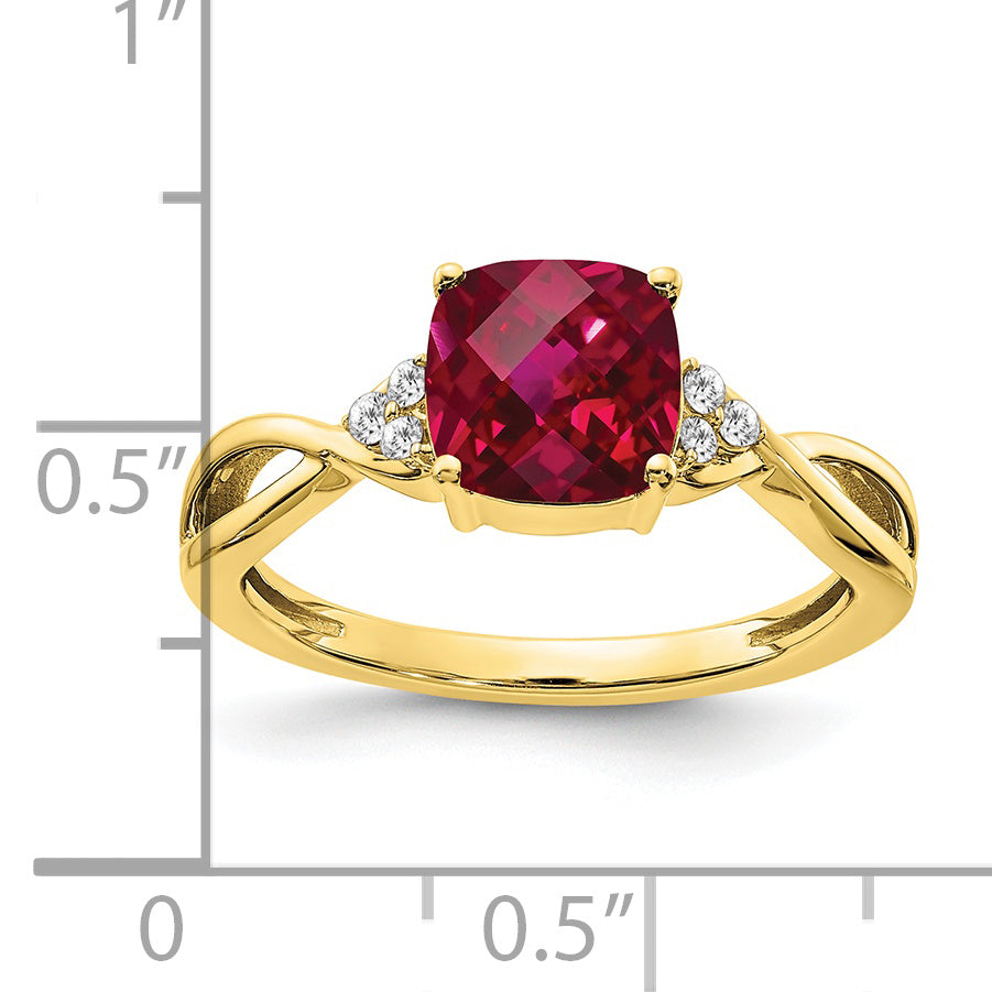 10k Checkerboard Created Ruby and Diamond Ring Secondary image
