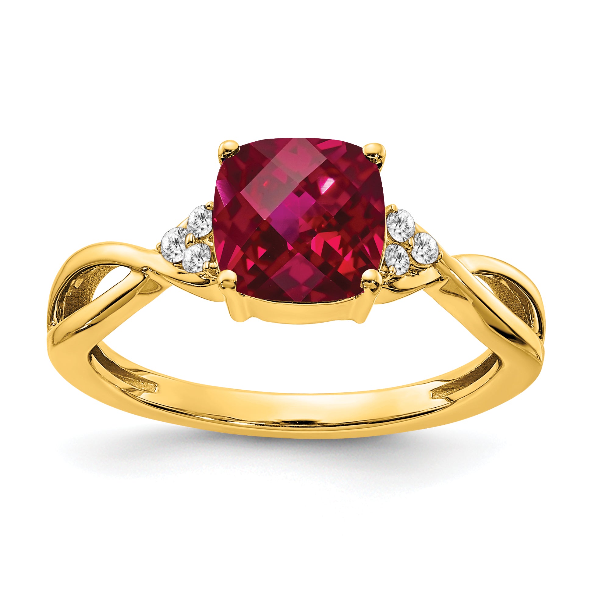 10k Checkerboard Created Ruby and Diamond Ring Main image