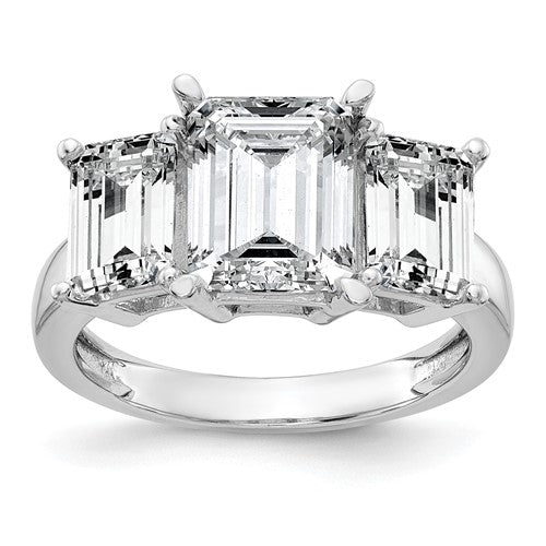 Emerald-Cut Three-Stone Lab-Grown Diamond Engagement Ring in 14K White Gold (4 1/5 ct.), Size 7 - Sophia Jewelers
