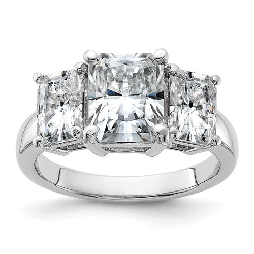 Three-Stone Radiant Lab-Grown Diamond Engagement Ring in 14K White Gold (4 1/2 ct. tw.), Size 7 - Sophia Jewelers