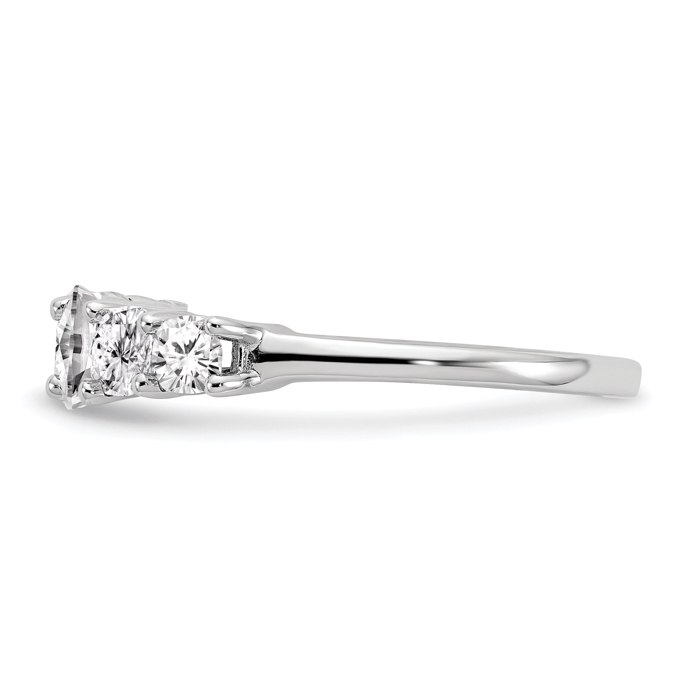 14k White Gold 1 5/8 carat Lab Grown Diamond VS+ F+ Cushion Complete Seven Stone Band