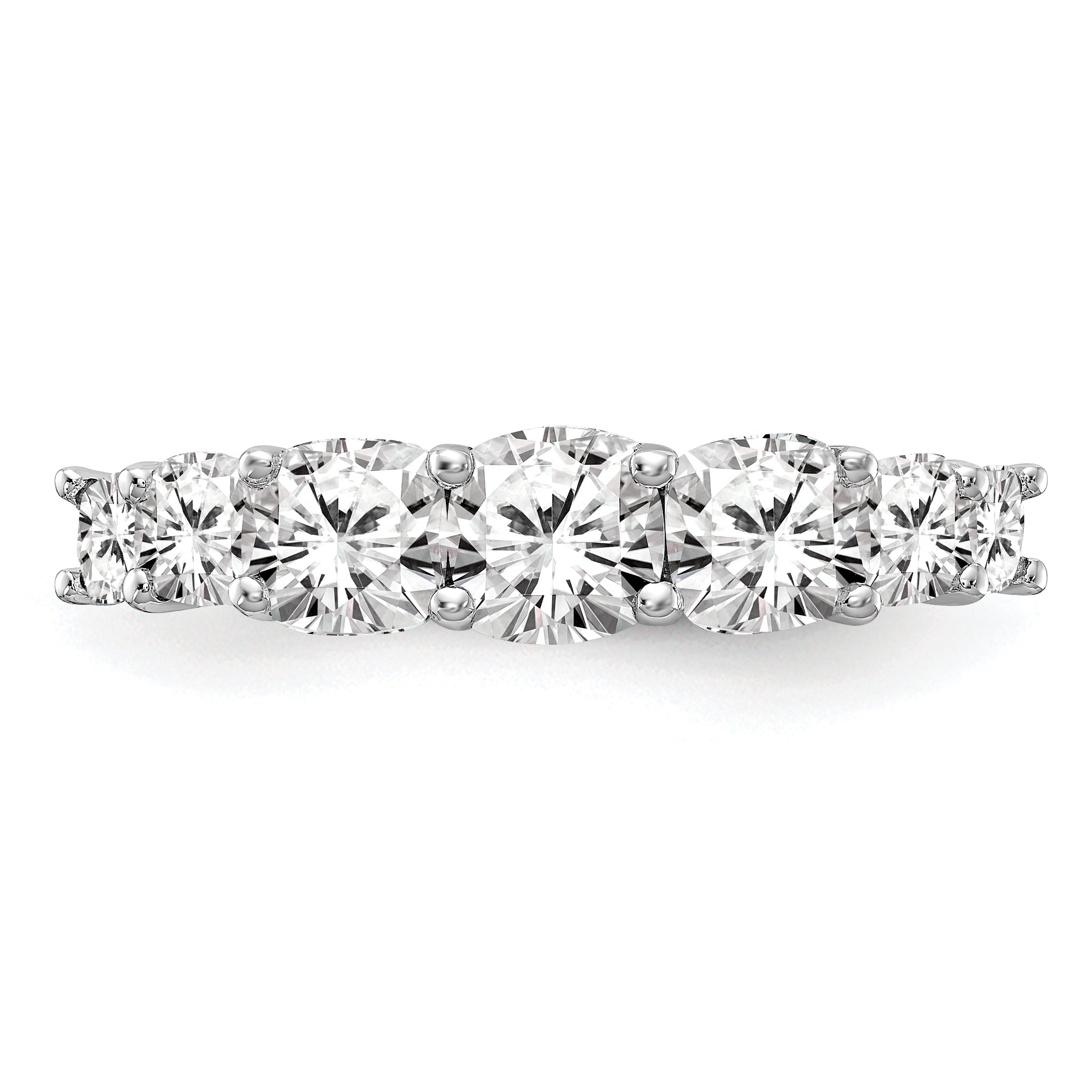 14k White Gold 1 5/8 carat Lab Grown Diamond VS+ F+ Cushion Complete Seven Stone Band