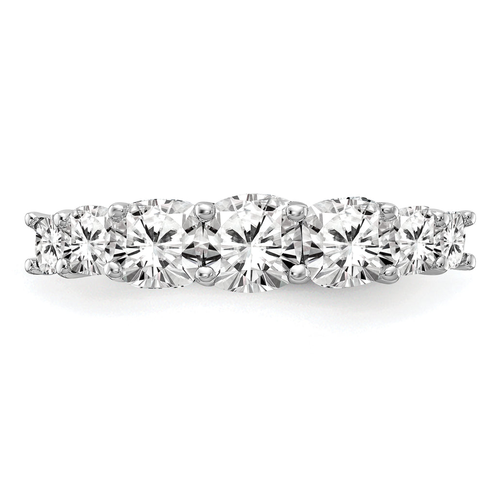 14k White Gold 1 5/8 carat Lab Grown Diamond VS+ F+ Cushion Complete Seven Stone Band